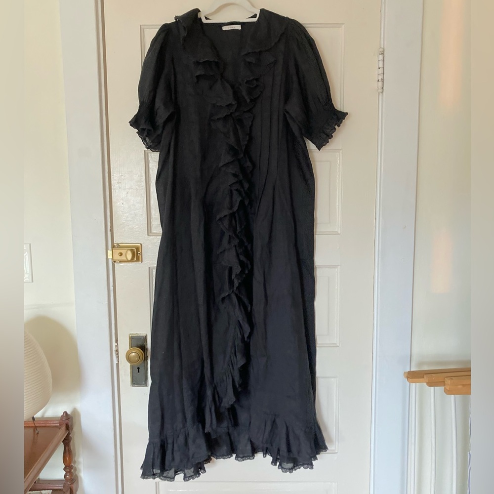 Doen black nanou dress size small linen ramie